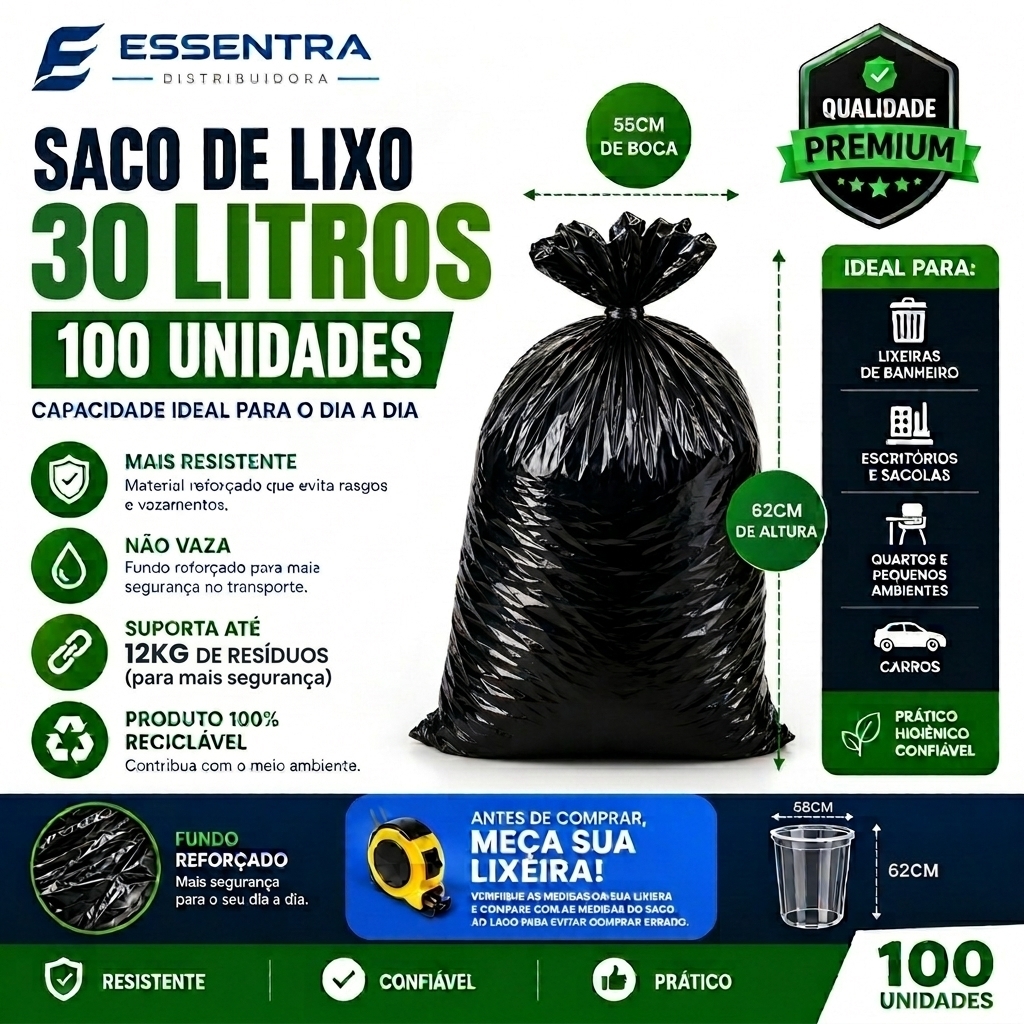 Saco para Lixo 30 Litros