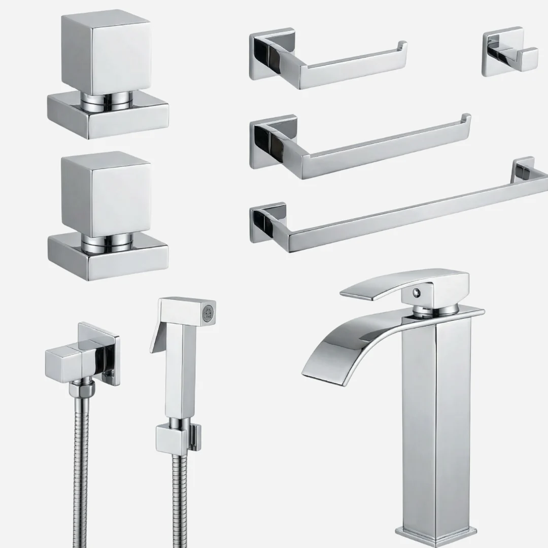 Hidrica Kit Acessórios Banheiro 5 Peças Inox