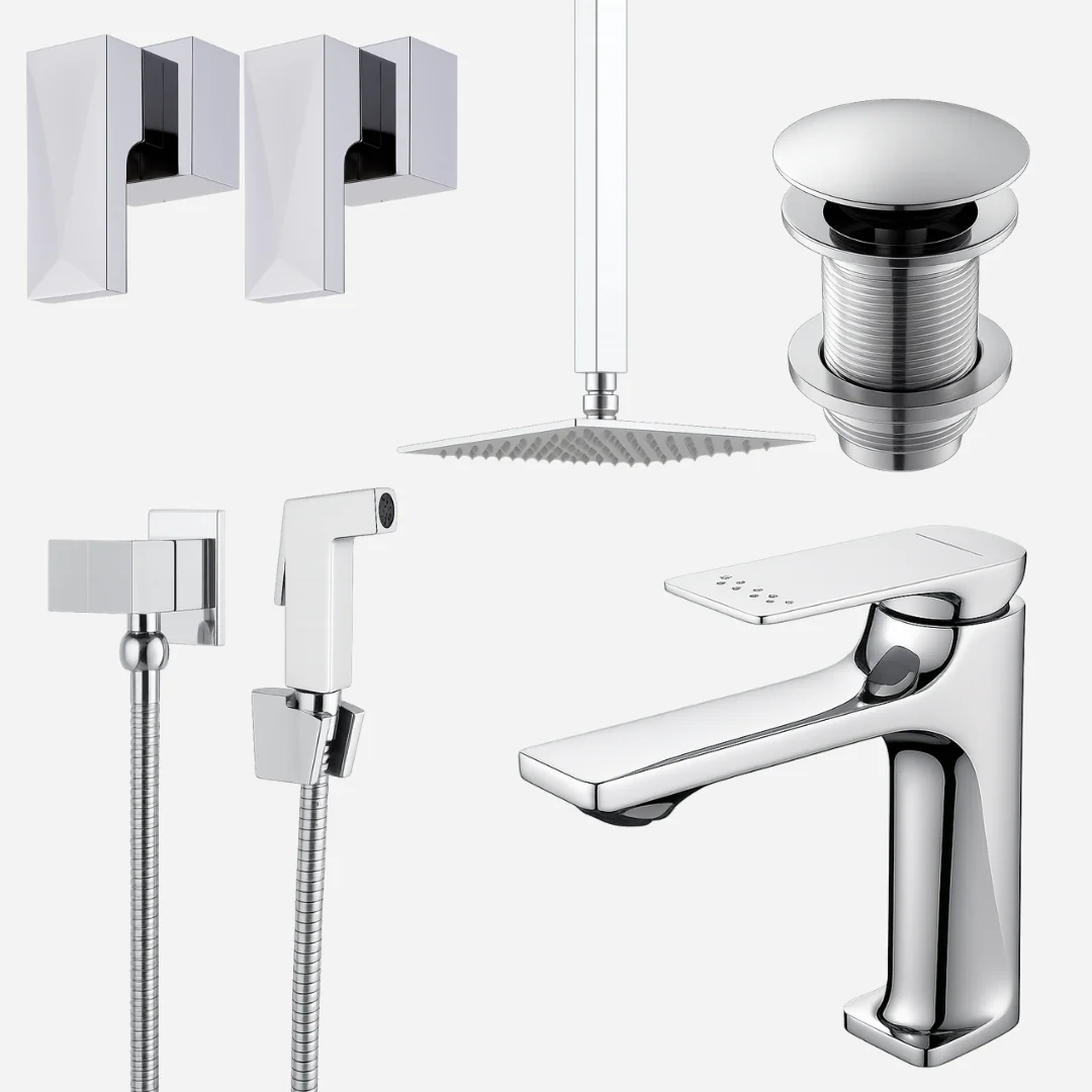 Hídrica Metais Kit Banheiro Diamond Inox Cromado 6 Peças