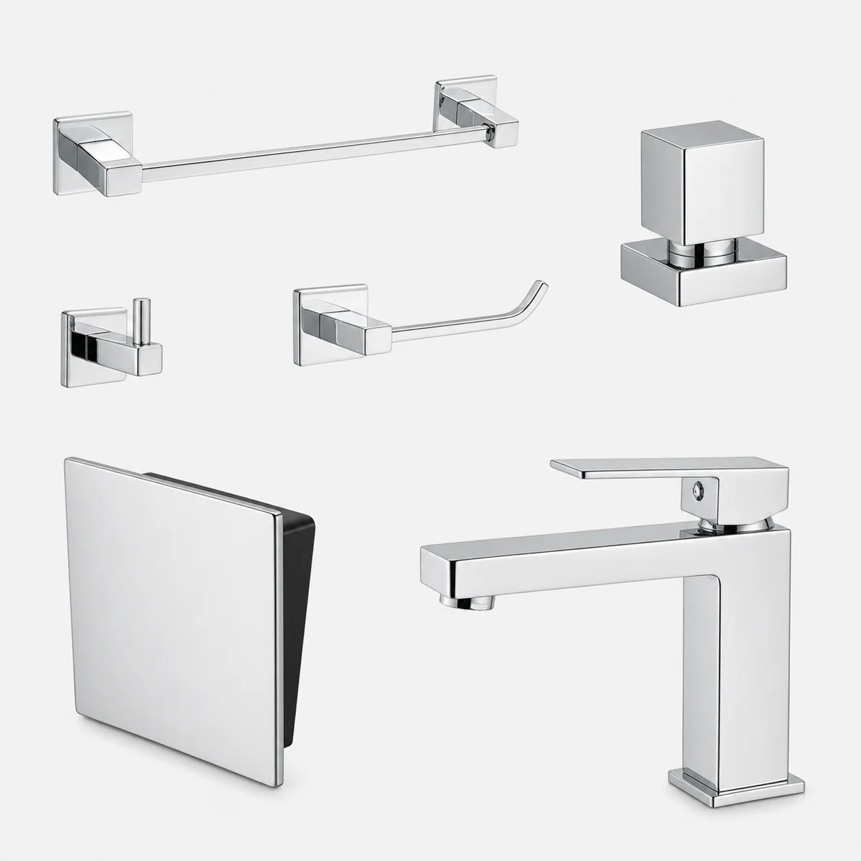 Kit Lavabo Square 6 Peças Acessórios Banheiro
