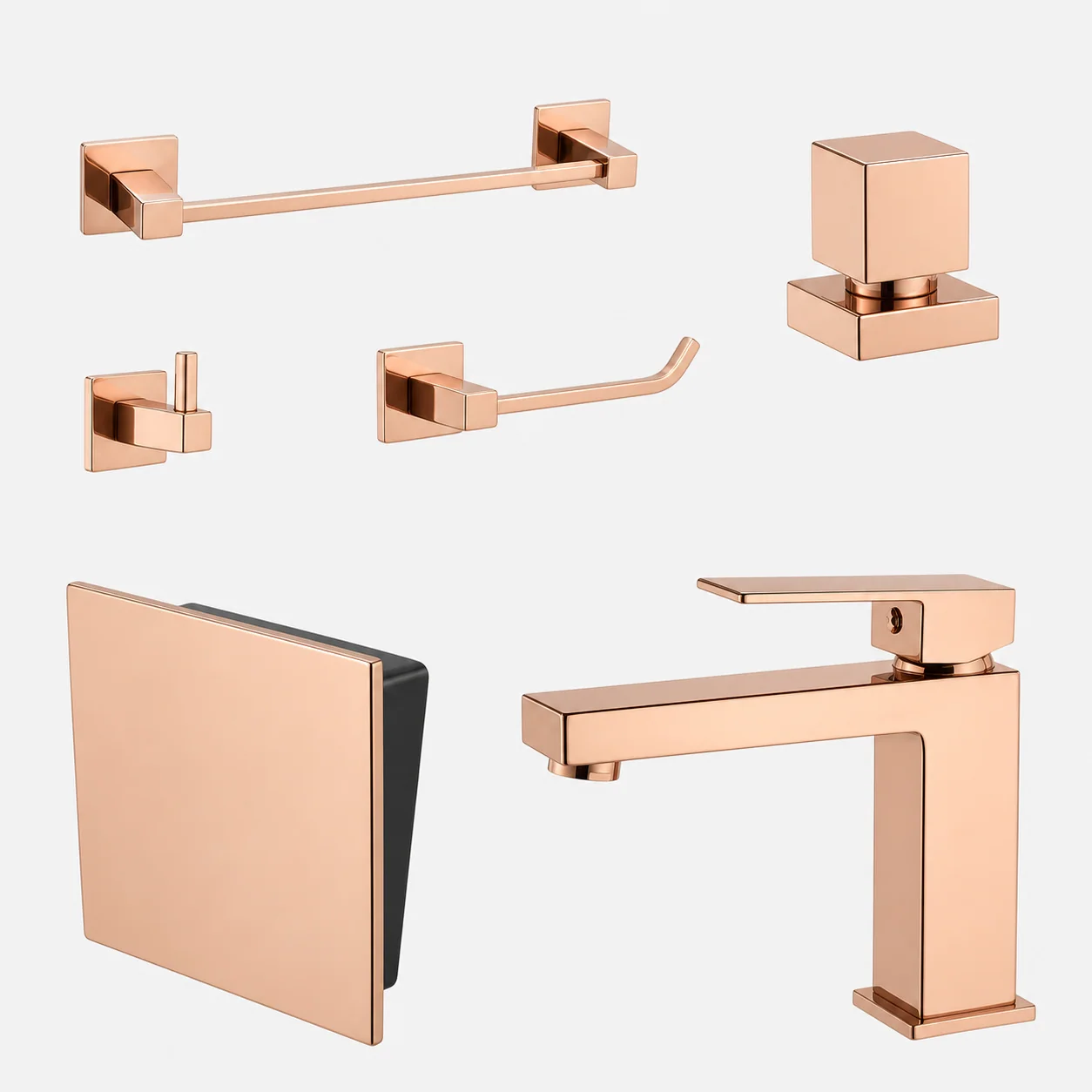 Kit Lavabo Square 6 Peças Acessórios Banheiro