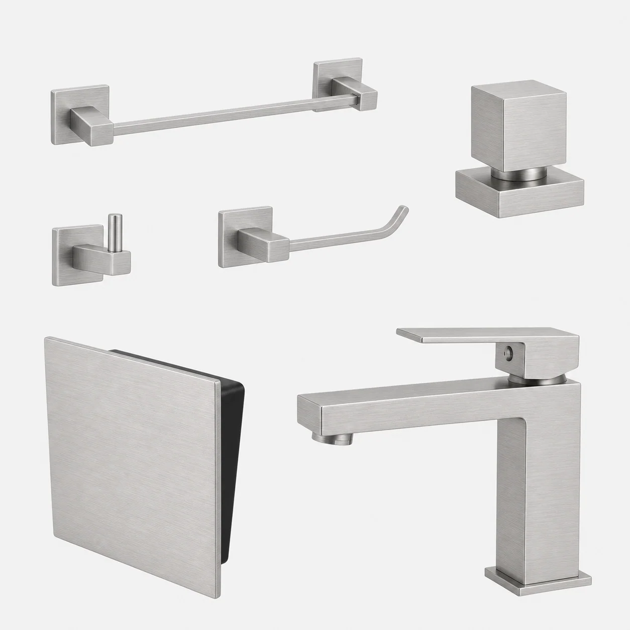Kit Lavabo Square 6 Peças Acessórios Banheiro