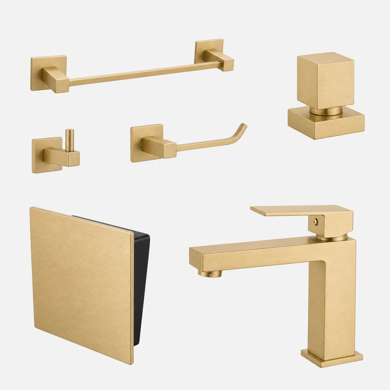 Kit Lavabo Square 6 Peças Acessórios Banheiro