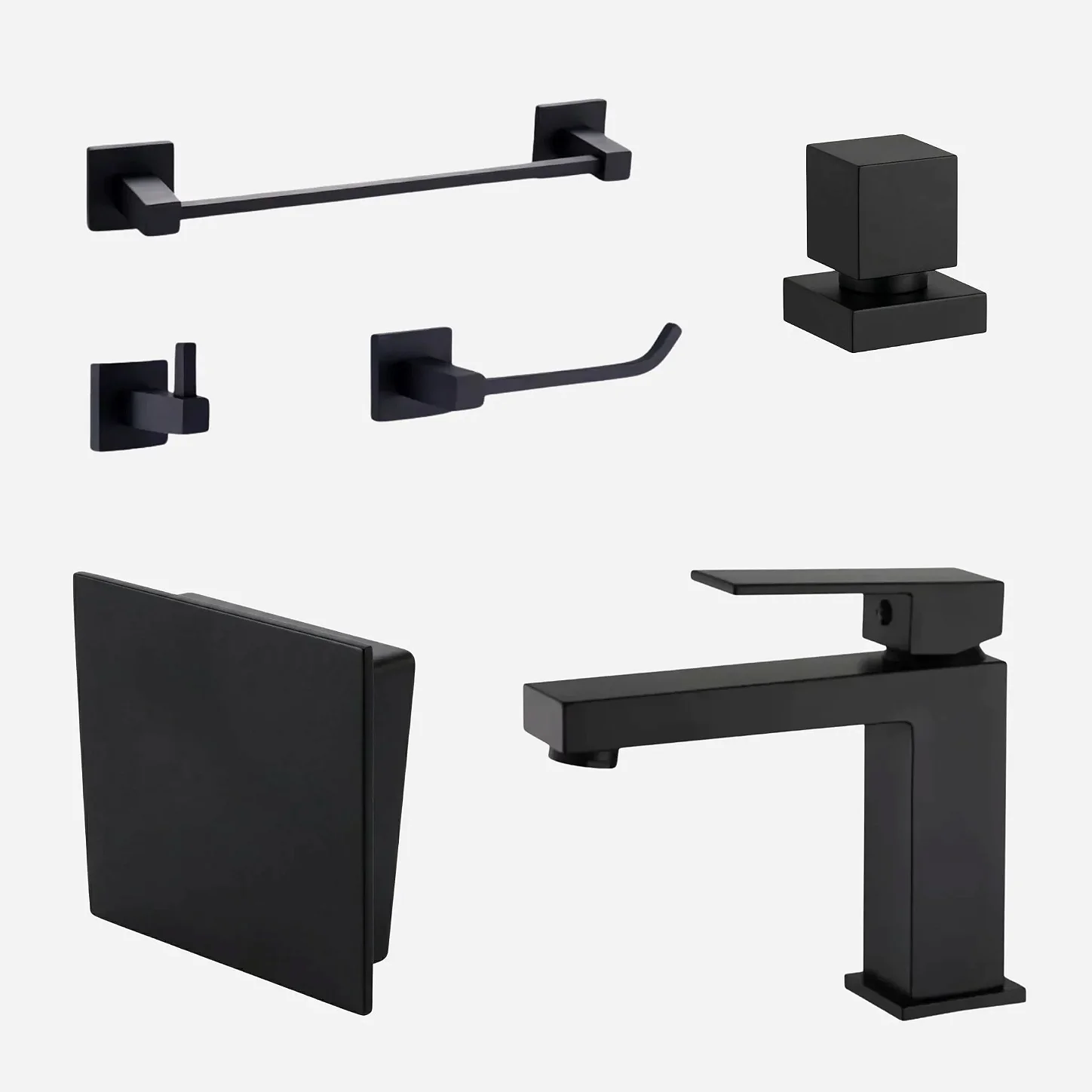 Kit Lavabo Square 6 Peças Acessórios Banheiro