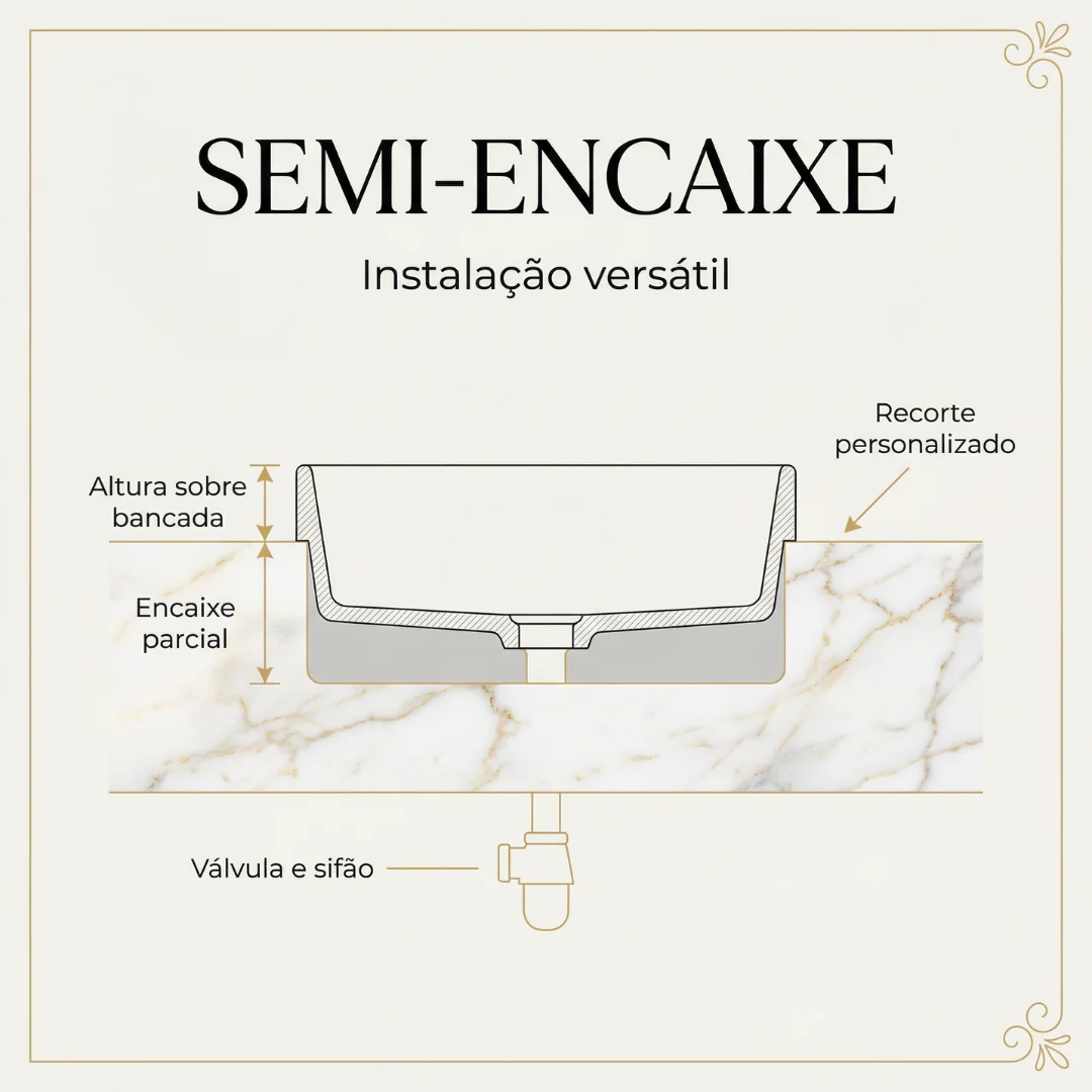 Hídrica Cuba de Banheiro Zen Semi-Encaixe 50x38