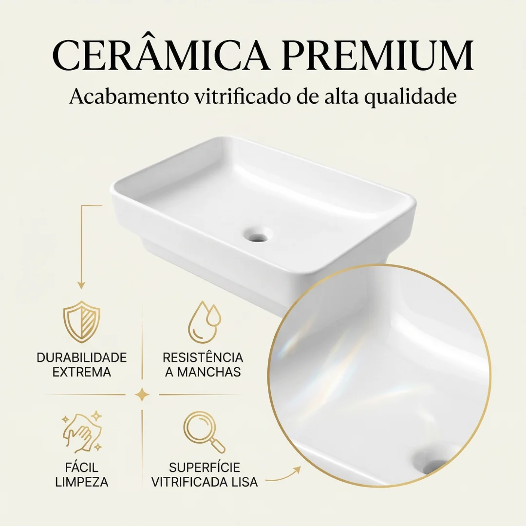 Hídrica Cuba de Banheiro Zen Semi-Encaixe 50x38