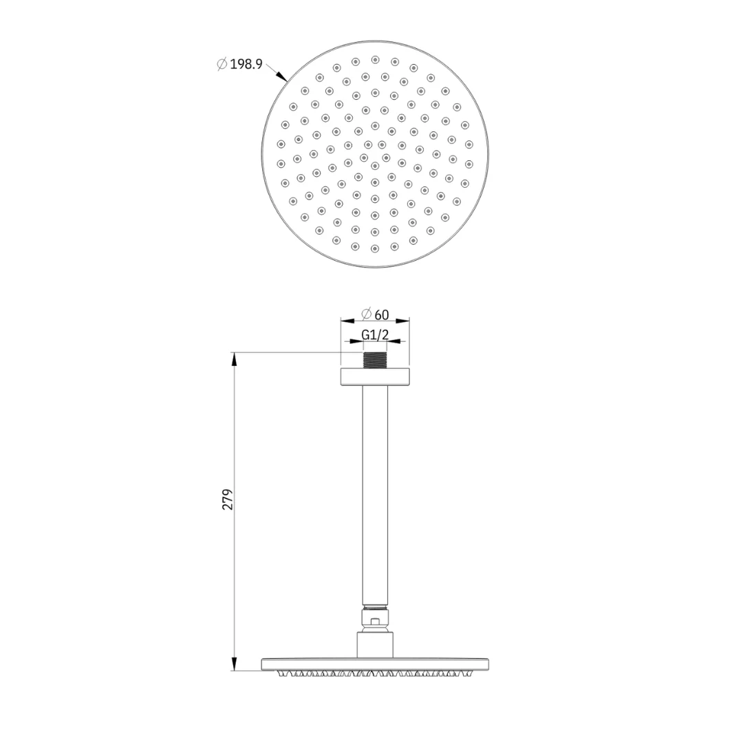 Hidrica Ducha de Teto Round 20x20 Articulavel