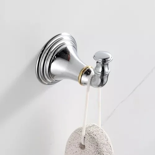 Kit de acessórios para banheiro com 4 peças em Aço Inox 304, acabamento bicolor e design Provençal.