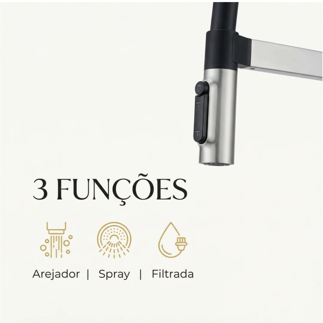 Hídrica Metais Torneira Gourmet New Slim Monocomando Filtro