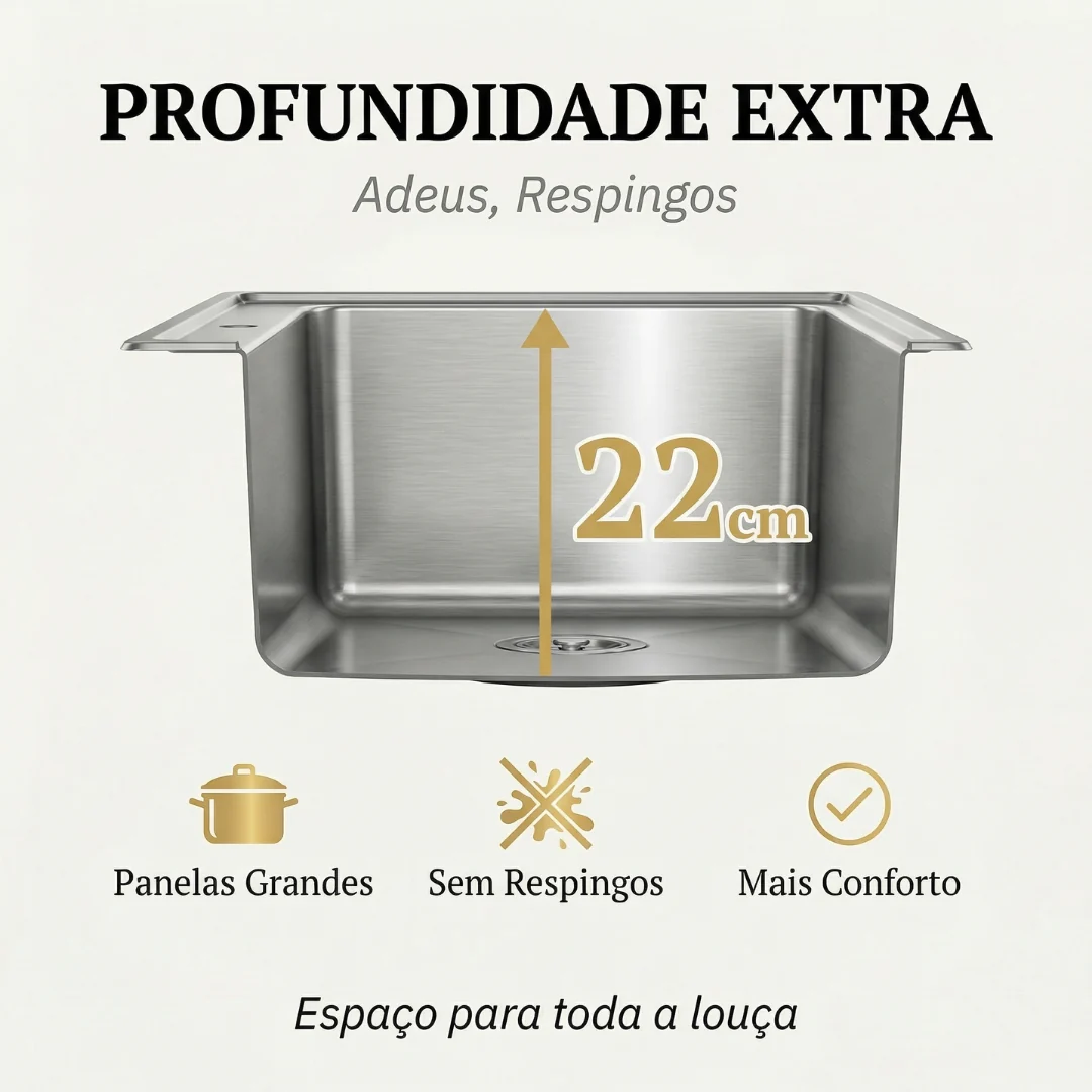 Hídrica Metais Cuba Gourmet Artisan 78x45 Inox 304