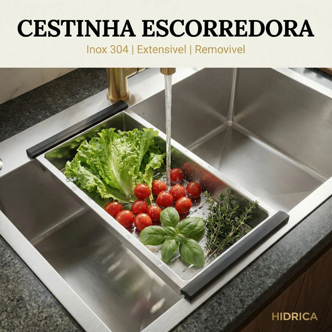Hídrica Metais Cuba Gourmet Square 60x45 Preta Inox 304