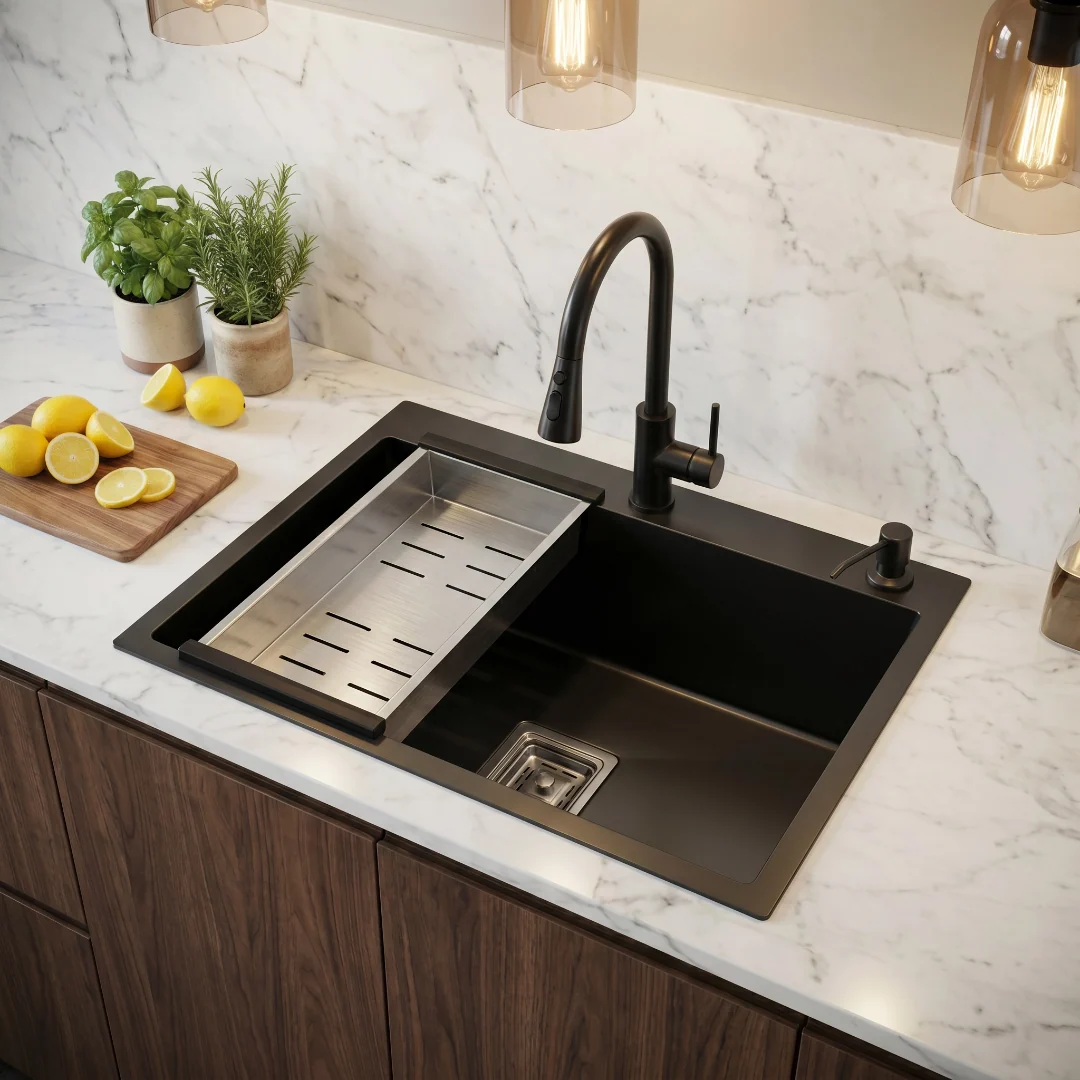 Hídrica Metais Cuba Gourmet Square 60x45 Preta Inox 304