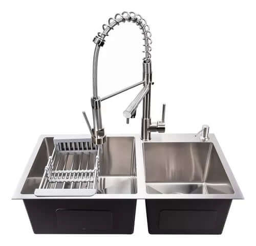 Hídrica Metais Cuba Inox Dupla com Torneira e Acessórios