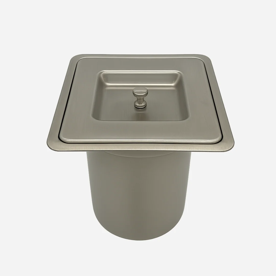 Hídrica Metais Lixeira de Embutir Quadrada Lux 5L Inox 304