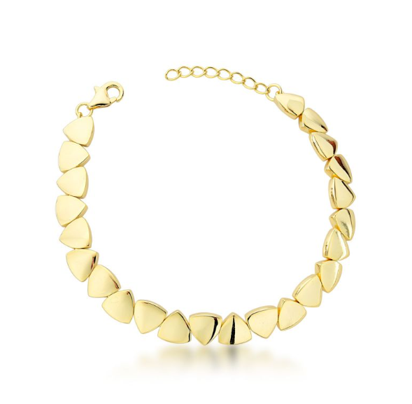 Pulseira Lisa Com Detalhes Triangulo Luxo Folheada a Ouro 18k (122511)