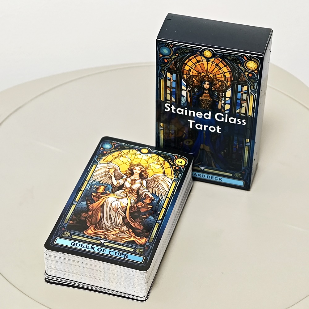 Cartão de tarô completo 10.3*6cm conjunto de vitral inspirado piloto waite smith
