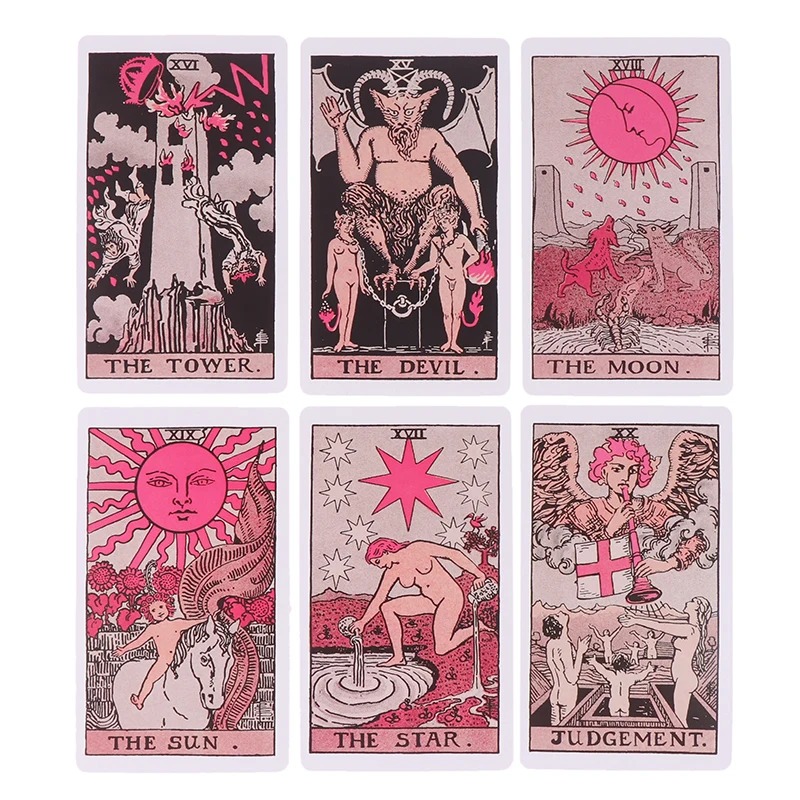 Pink Rider Waite Tarot Cartas Deck Set para Iniciantes