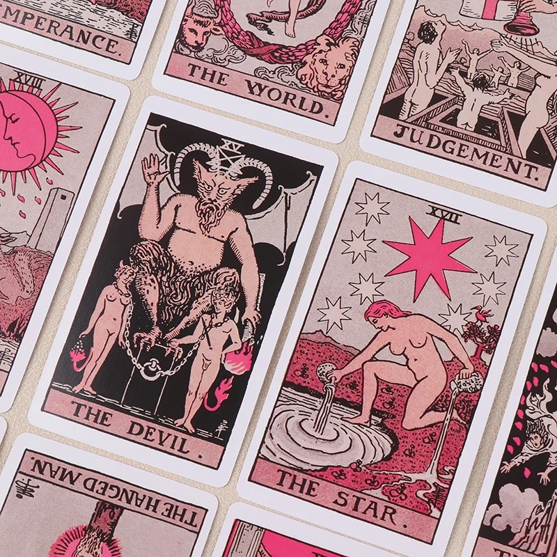 Pink Rider Waite Tarot Cartas Deck Set para Iniciantes