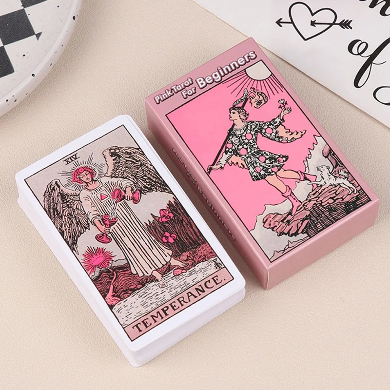 Pink Rider Waite Tarot Cartas Deck Set para Iniciantes