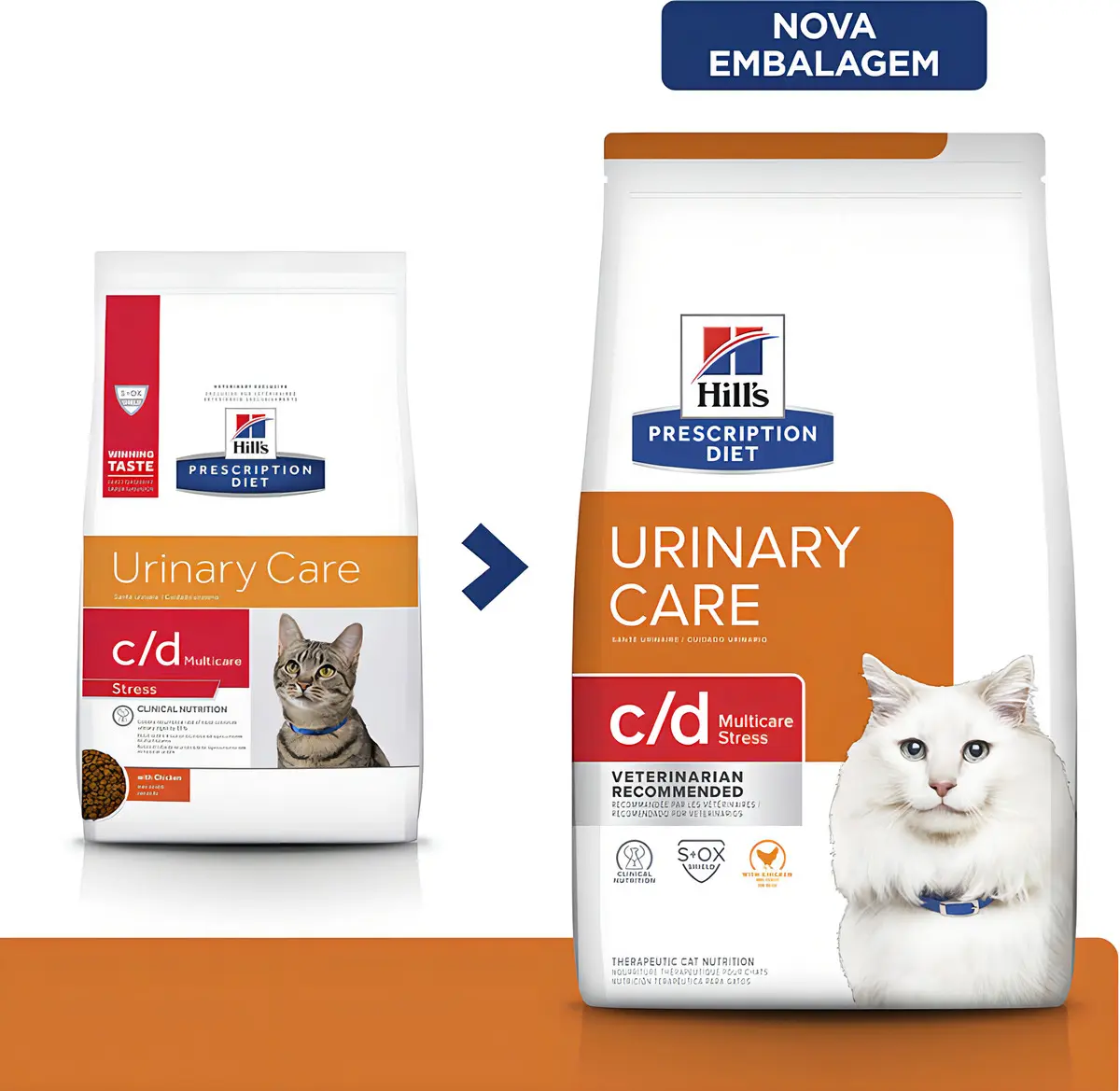 Ração Hill's Prescription Diet c/d Multicare Stress para Gatos Adultos - Cuidado Urinário 3,850kg