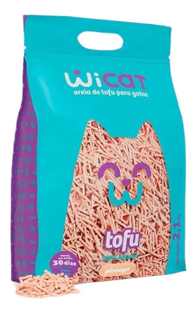 Areia de Gato Higiênica Biodegradável de Tofu Fragrância de Pêssego 2,1kg Wicat