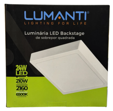 Luminária LED Backstage sobrepor quadrada 24w LED