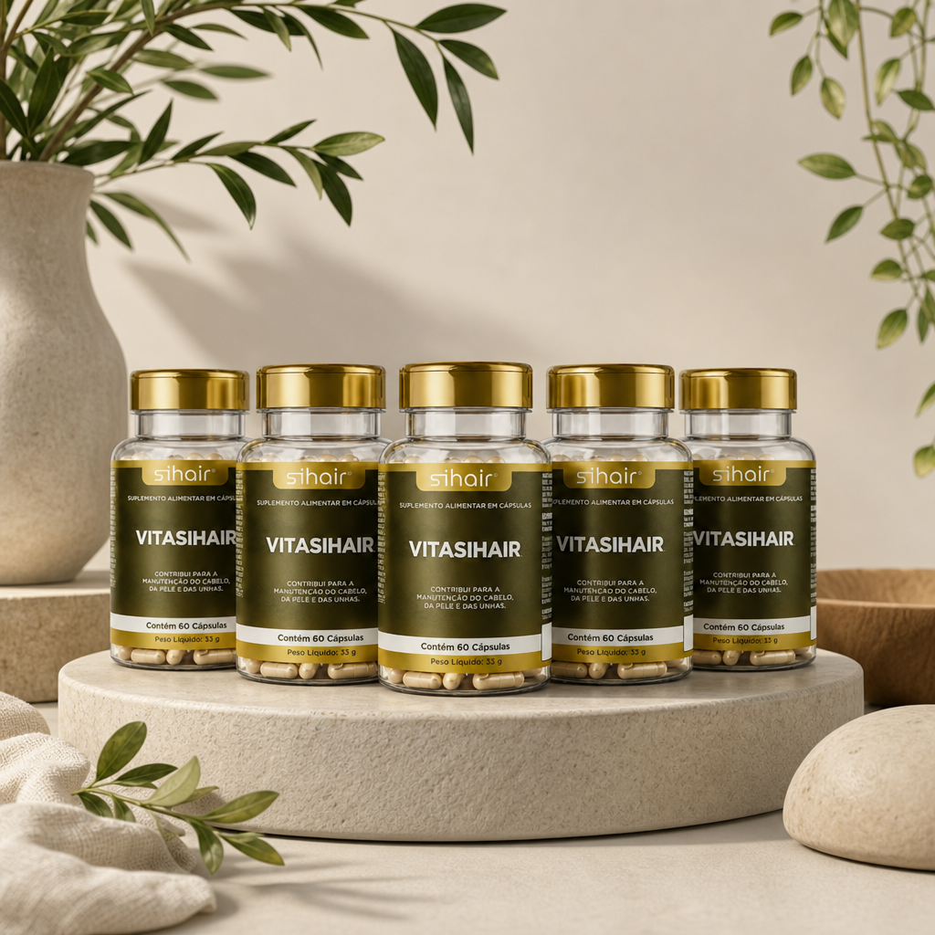 Kit 5 Meses - Vitasihair - Cabelos volumosos - 300 cápsulas