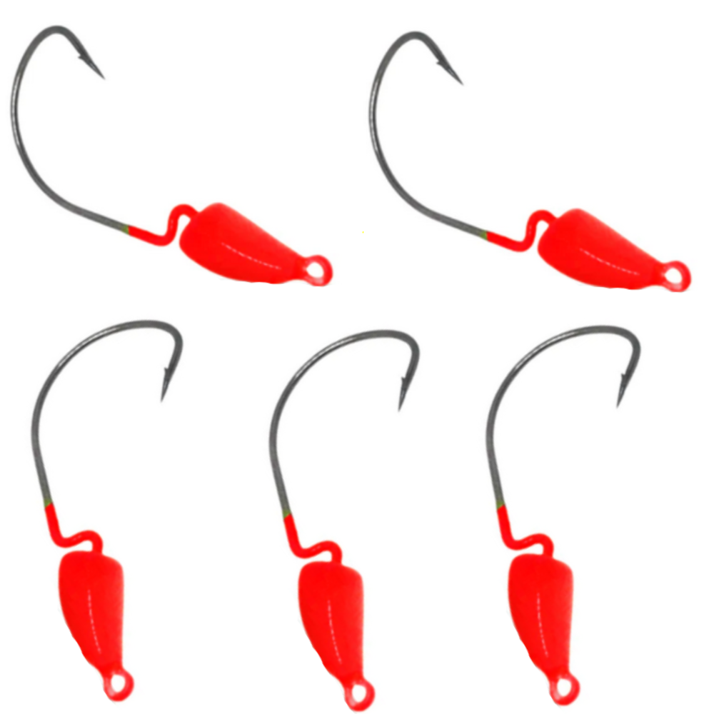 KIT CHUMBADA ANZOL JIG HEAD 3/0 BANANINHA 7G VERMELHO 5UN