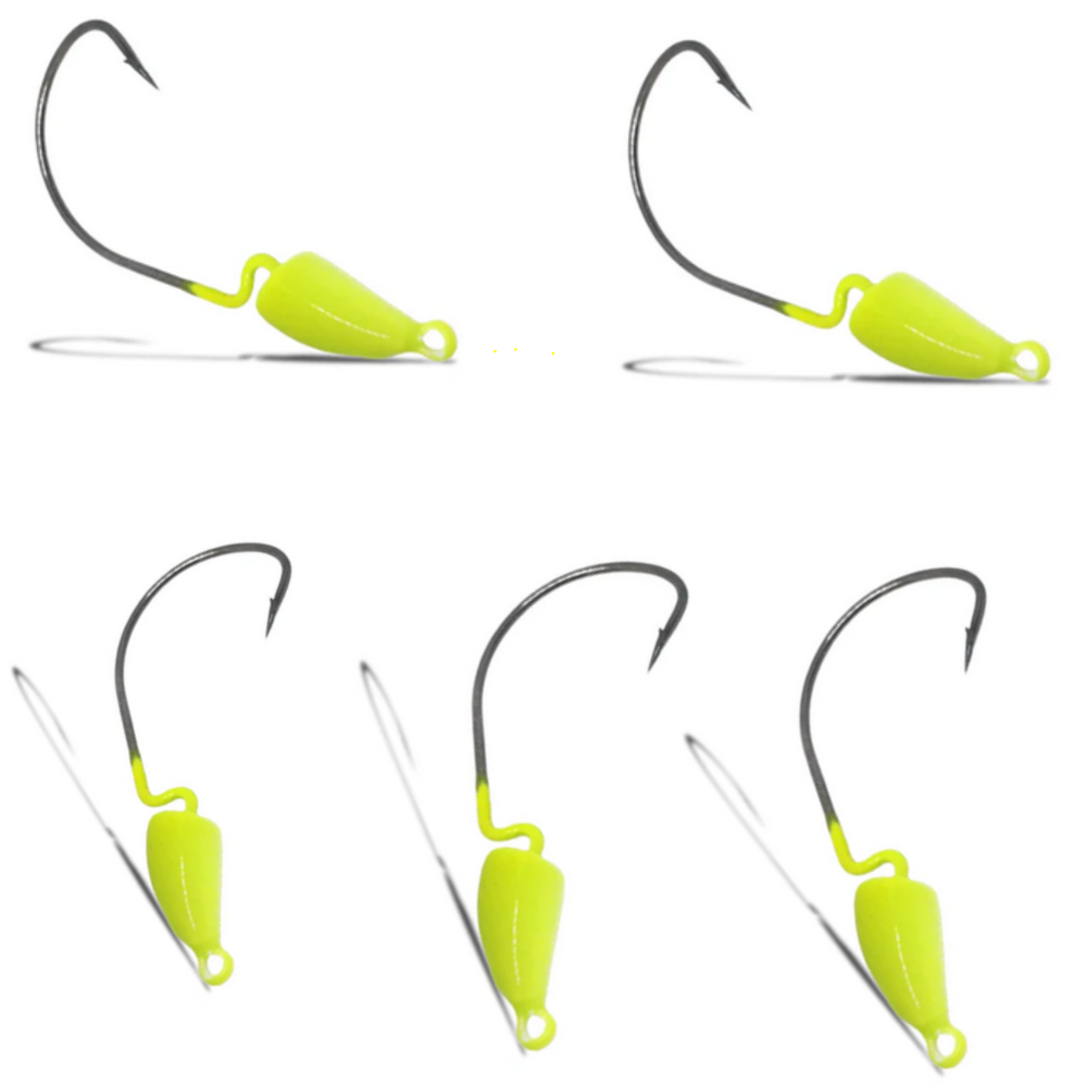 KIT CHUMBADA ANZOL JIG HEAD 3/0 BANANINHA 9G AMARELA 5UN