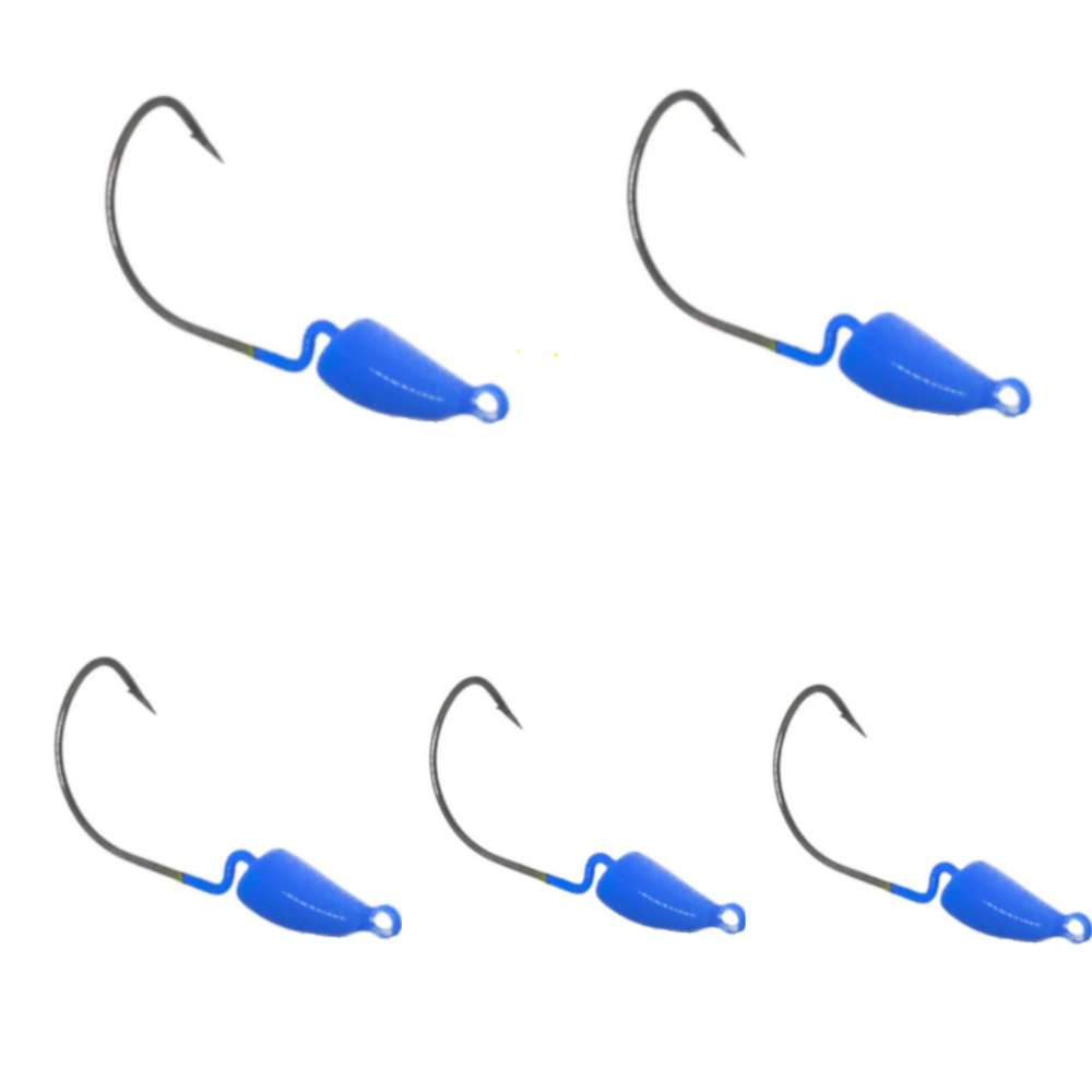 KIT CHUMBADA ANZOL JIG HEAD 1/0 BANANINHA 5G AZUL BIC 5UN