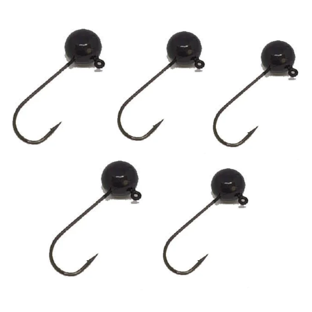KIT 5 UN CHUMBADA ANZOL JIG HEAD 3/0 90 FACETADA 12G  PRETO