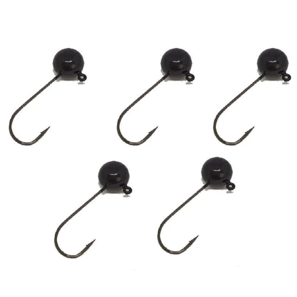 KIT 5 UN CHUMBADA ANZOL JIG HEAD 3/0 90° FACETADA 7G PRETO