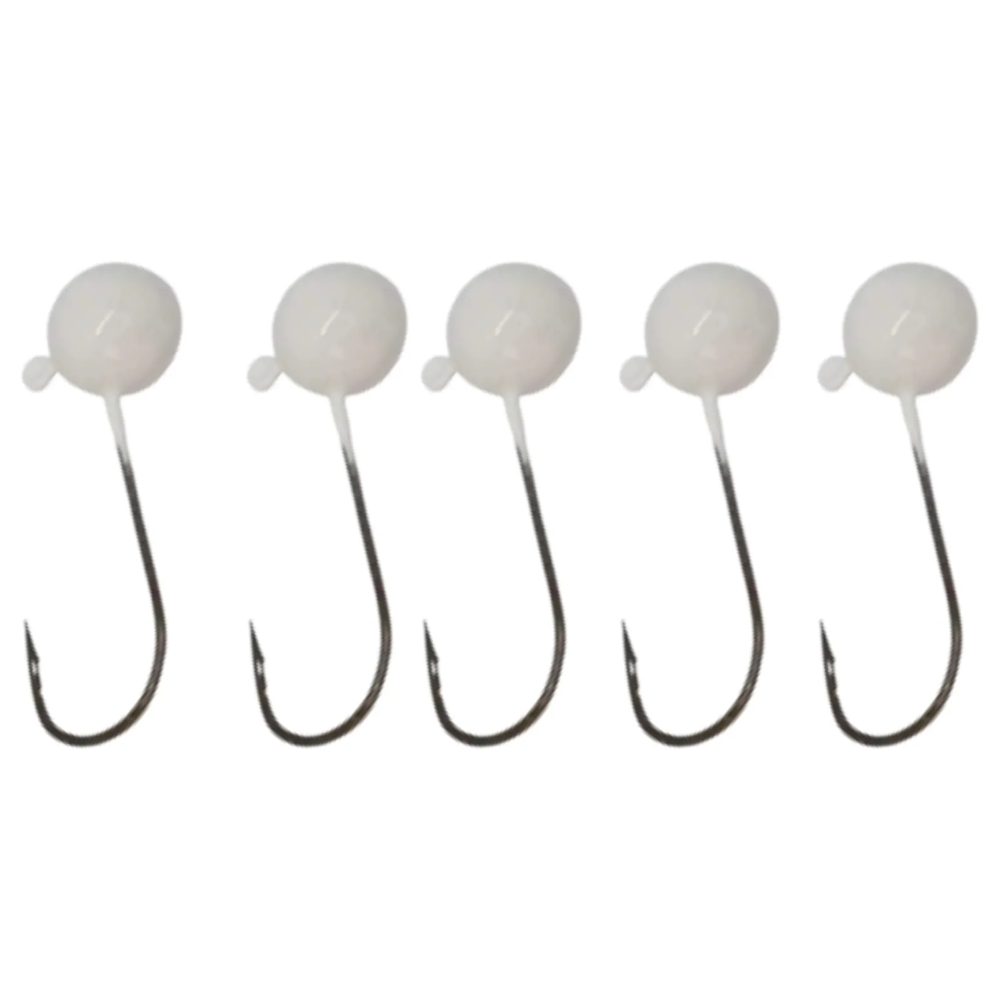 KIT 5 UN CHUMBADA ANZOL JIG HEAD 3/0 90 ESFÉRICO 12G BRANCO