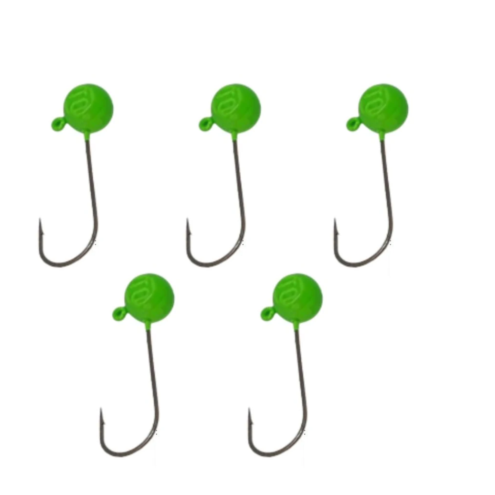 KIT 5 UN CHUMBADA ANZOL JIG HEAD 3/0 90º FACETADA 17G VERDE