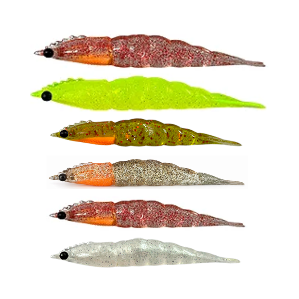 KIT 6UN MATADEIRA ISCA ARTIFICIAL CAMARÃO ROBALEIRO 7 E 9CM
