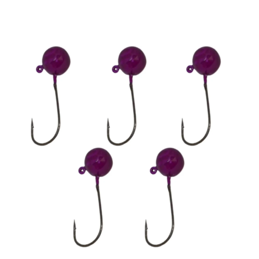 KIT 5 UN CHUMBADA ANZOL JIG HEAD 3/0 60º ESFÉRICA 50G VIOLETA