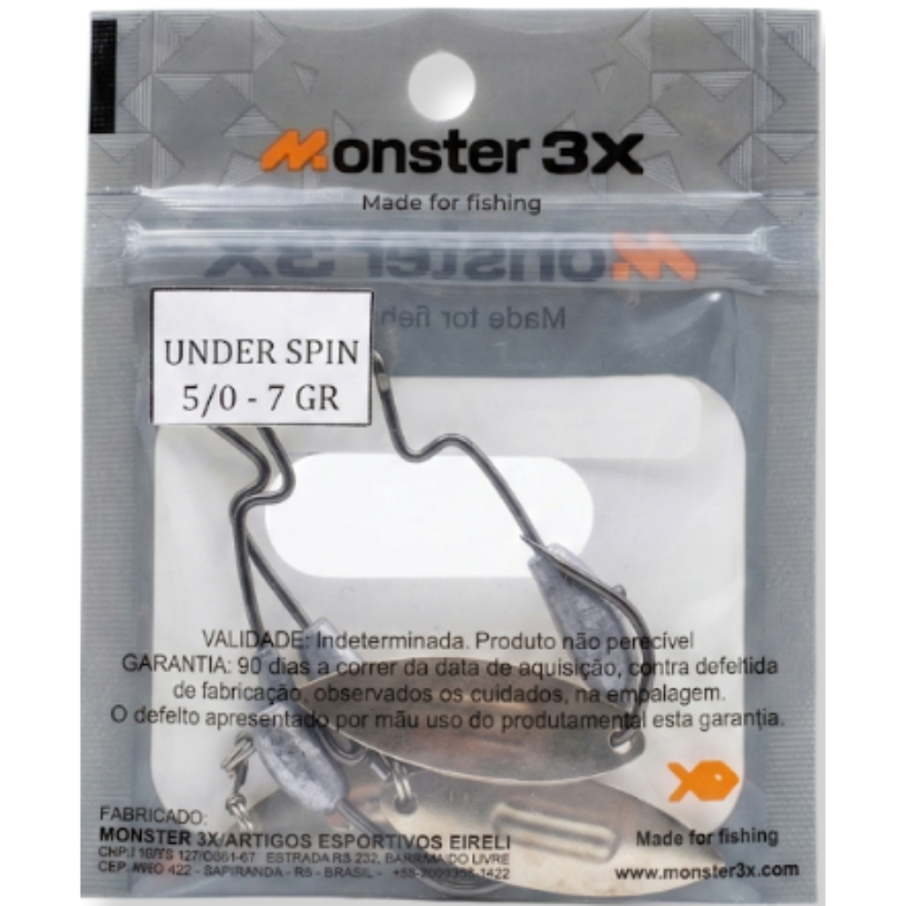 MONSTER 3X ANZOL OFFSET LASTREADO UNDER SPIN PRO 5/0 7G 3UN