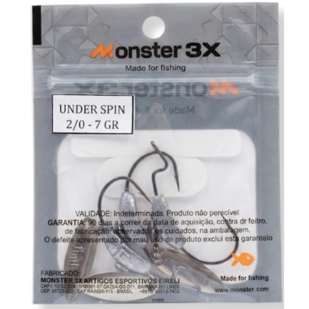 MONSTER 3X ANZOL OFFSET LASTREADO UNDER SPIN PRO 2/0 7G 3UN