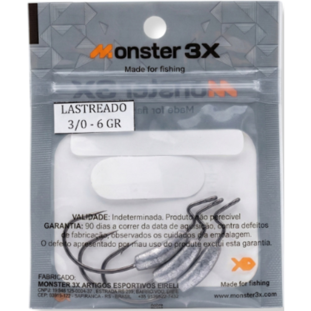 MONSTER 3X ANZOL OFFSET LASTREADO PRO 3/0 6G 3UN