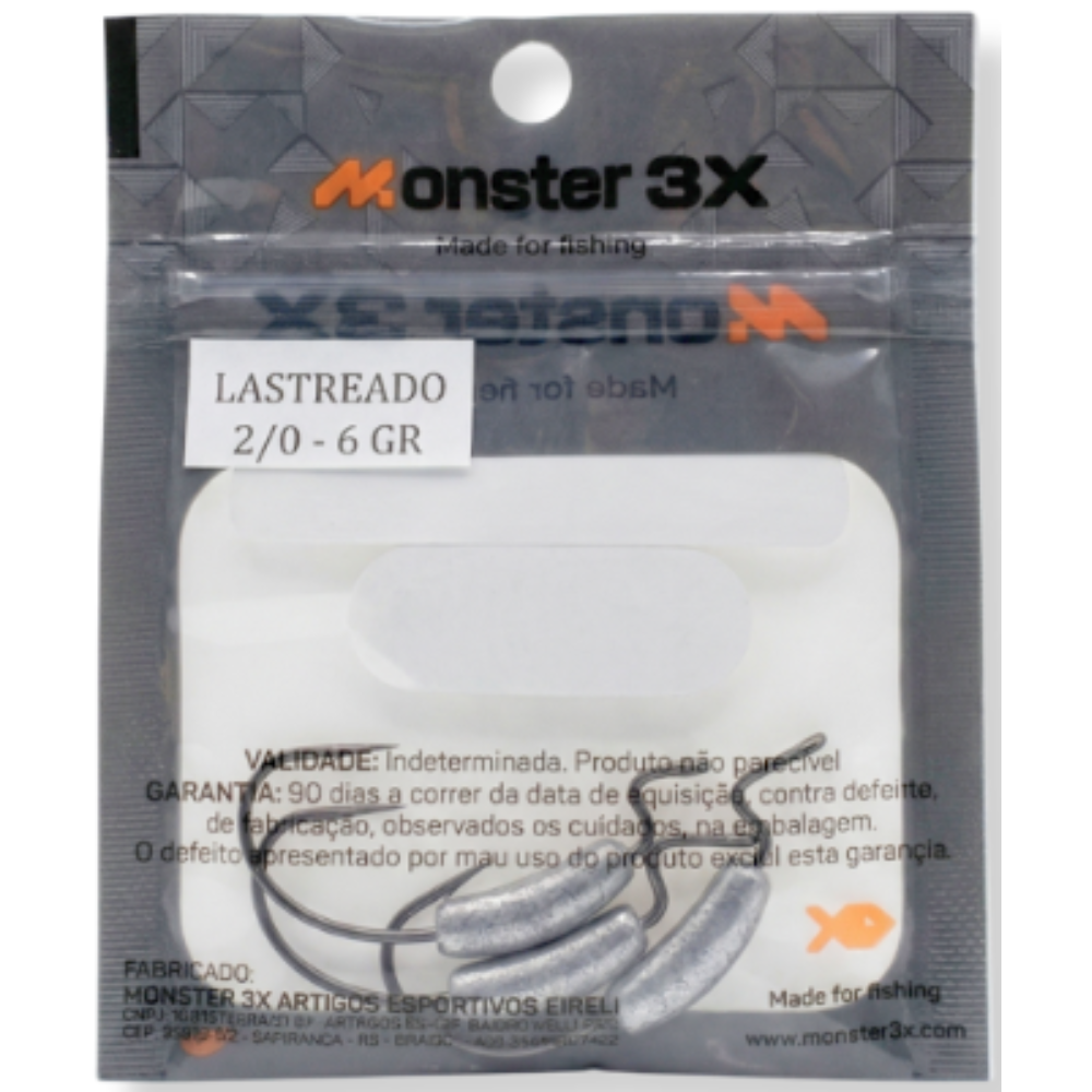 MONSTER 3X ANZOL OFFSET LASTREADO PRO 2/0 6G 3UN