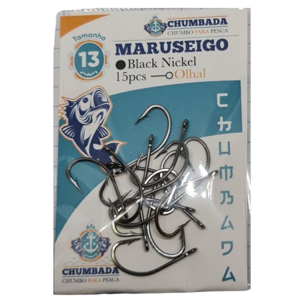 CHUMBADA ANZOL MARUSEIGO N13 OLHAL COR PRETO PCT 15 UN