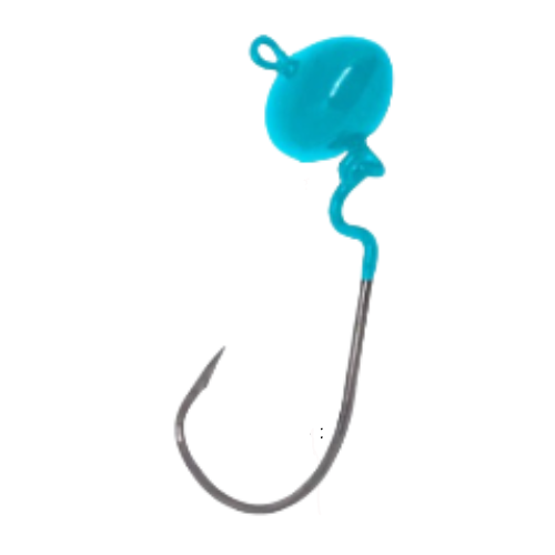 CHUMBADA ANZOL JIG HEAD 2/0 OFFSET ARTICULADA FOOTBALL AZUL BEBÊ 14G