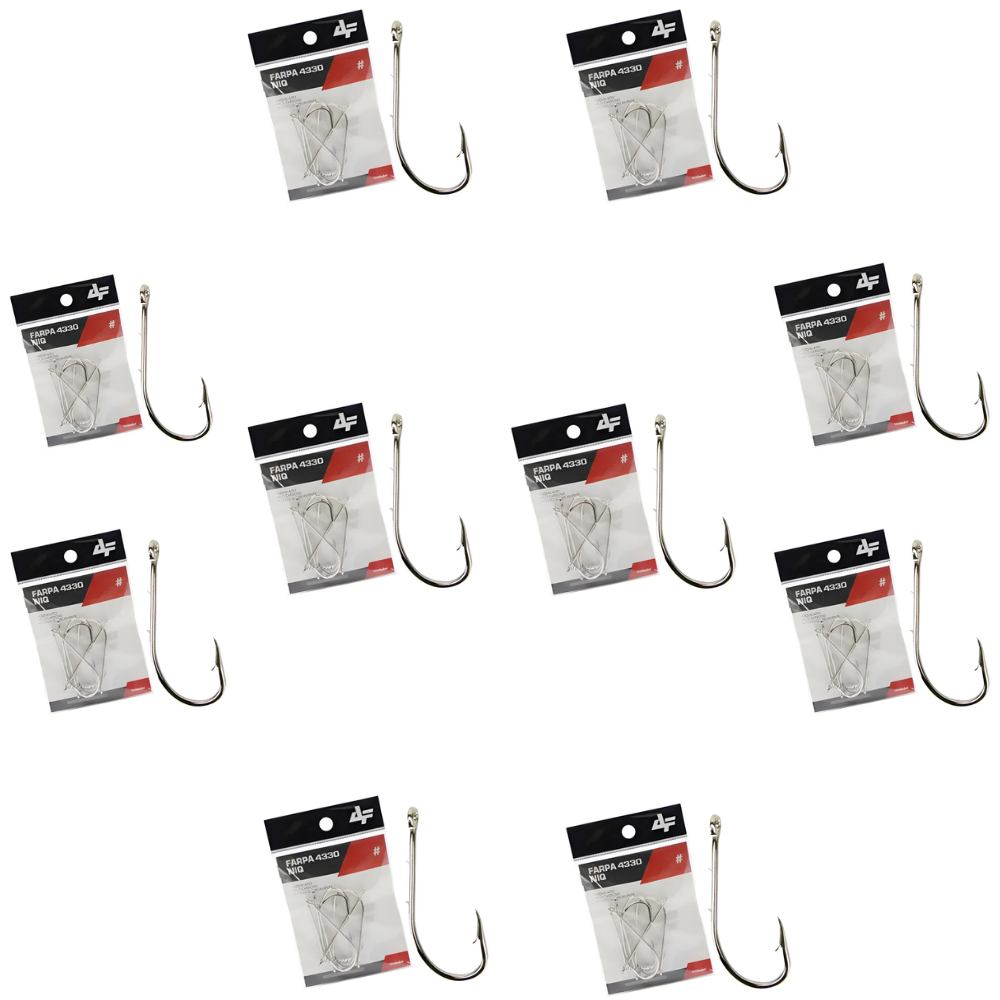 ALBATROZ KIT 10 CARTELAS ANZOL FARPA 4330 NIQ N06 32UN CADA