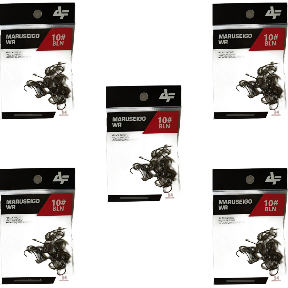 ALBATROZ KIT 5 CARTELAS ANZOL MARUSEIGO-WR N10 BLN 34UN CADA