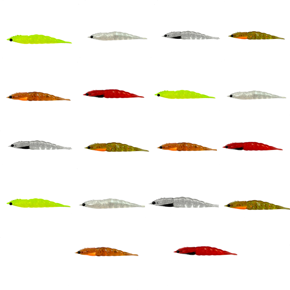 KIT 18UN ISCA ARTIFICIAL CAMARÃO ROBALEIRO 4,8 6,8 7,8 CM