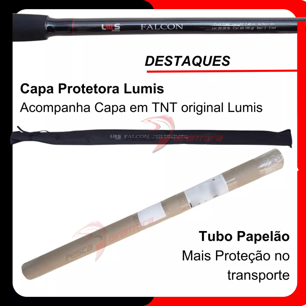 Vara Para Carretilha Falcon 2 Partes 2,10m 20-50lbs Lms Rods