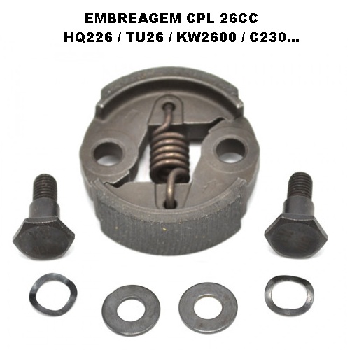 EMBREAGEM COM PARAFUSOS E ARRUELAS ROÇADEIRA 26CC HUSQVARNA 226 / NAKASHI TU26 - 270N / SHINDAIWA C230 / KAWASHIMA 2600....