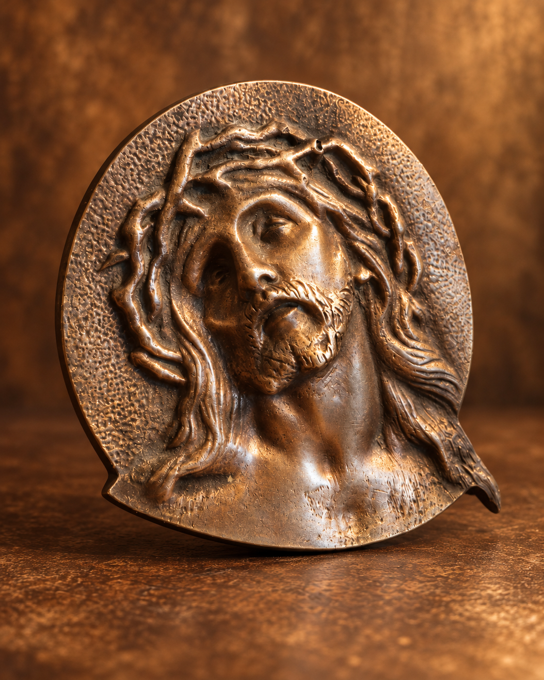 Medalhão Religioso em Bronze Cristo Ecce Homo