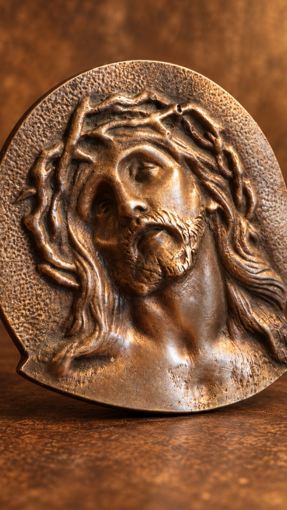Medalhão Religioso em Bronze Cristo Ecce Homo