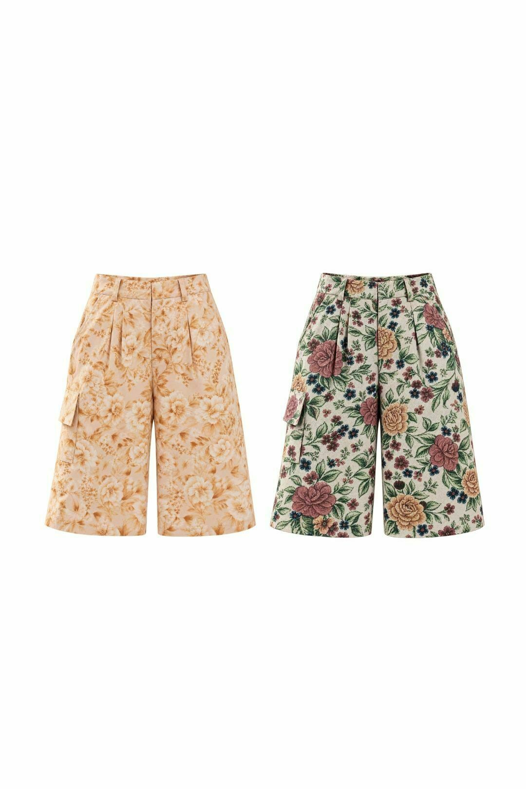Bermuda Cargo Sarja Floral com Faixa